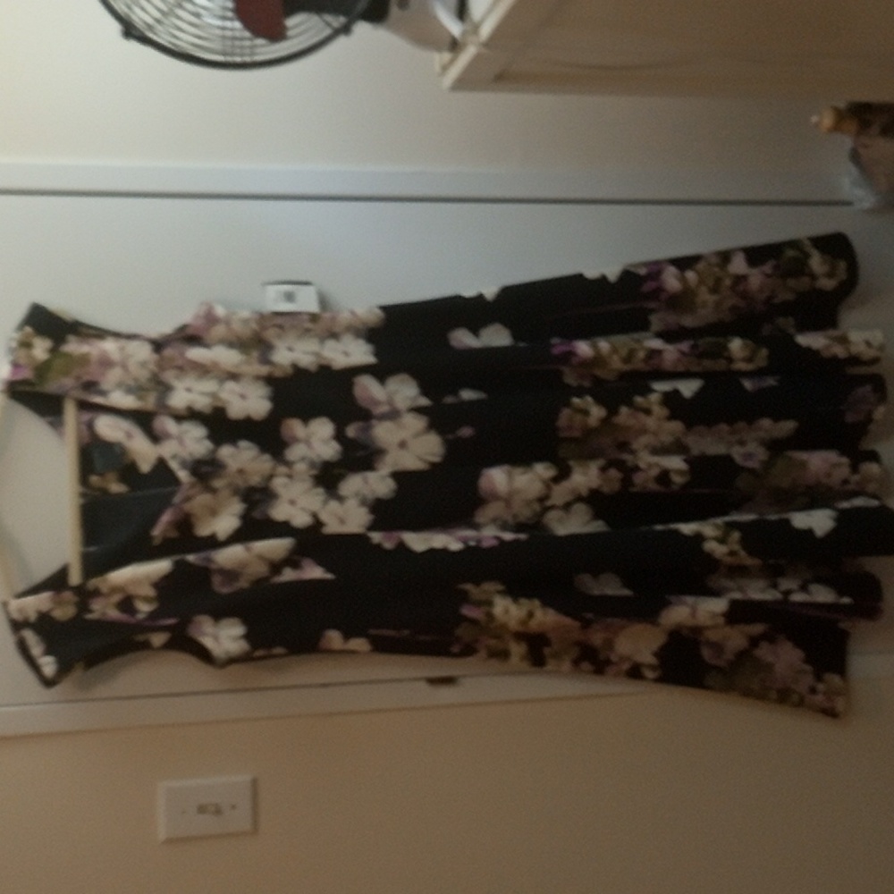 Gabby Skye Black Lavender Fit And Flare Dress